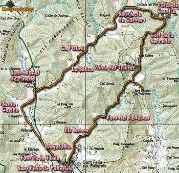 Route Map of Garrotxa (Girona)